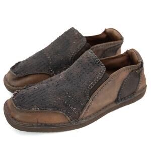 Bed Stu Leather Canvas Trout Slip-On Loafers Size 9.5